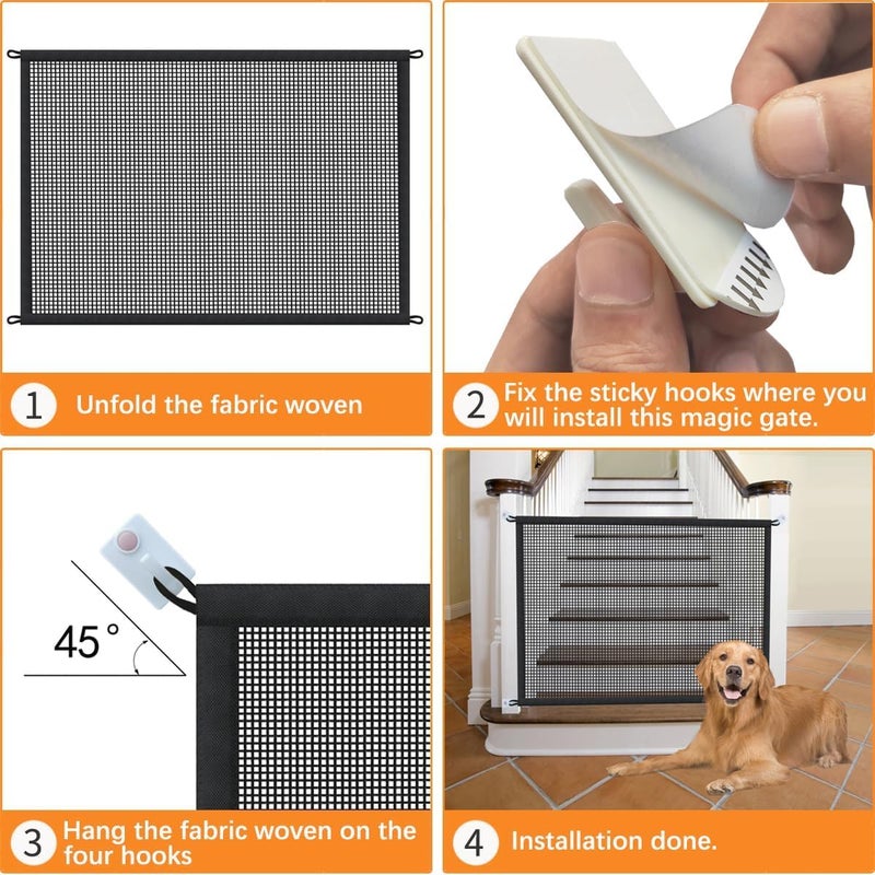 Cupount 2-Pack Dog Gate for Stairs Pet Gates for The House: Dogs Screen Mesh Gate for Doorways Stairways Indoor Safety 29 inches Tall, 38 inch Wide - Image 4